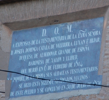 Gedenktafel über die Schenkung der Duquesa von Almodóvar