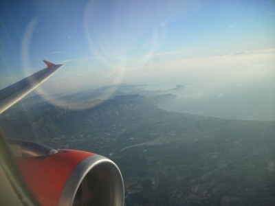Landeanflug auf Alicante - im Hintergrund Calpe und der Peñon de Ifach