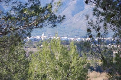 Blick auf Parcent von der Straße zwischen Murla und Alcalalí