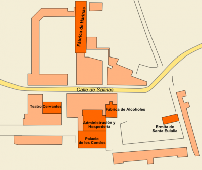 Lageplan der Kolonie: Das Foto stammt von der Wikipedia-Seite über die Colonia de Santa Eulalia und ist bei Namensnennung des Autoren (Enrique Íñiguez Rodríguez [Qoan]) gemeinfrei. Als Quelle wurde Alicante Vivo genannt.