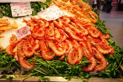 Gambas in der Markthalle von Valencia