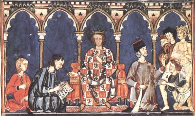 Foto: Titel: Alfons X. von Kastilien (Abbildung aus dem Libro de los juegos, 1251–1282) | Lizenz: gemeinfrei<br />Datum: 1283.