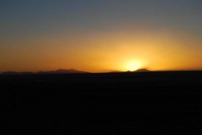 und das war's dann auch schon: Sonnenuntergang am Salar!