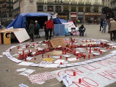 Gestern Abend auf der Plaza del Sol in Madrid:<br />2017 schon 21 Todesopfer!