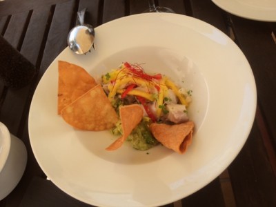 Ceviche de Corvina mit Tortilla-Chips