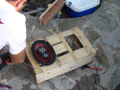 Ein fachmännischer Resonannzkörper für die Lautsprecher wird gebaut ;-).