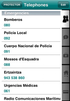 Screenshot Notfallnummern